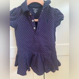 Ralph Lauren 9 months baby girl navy blue short sleeve peplum summer top